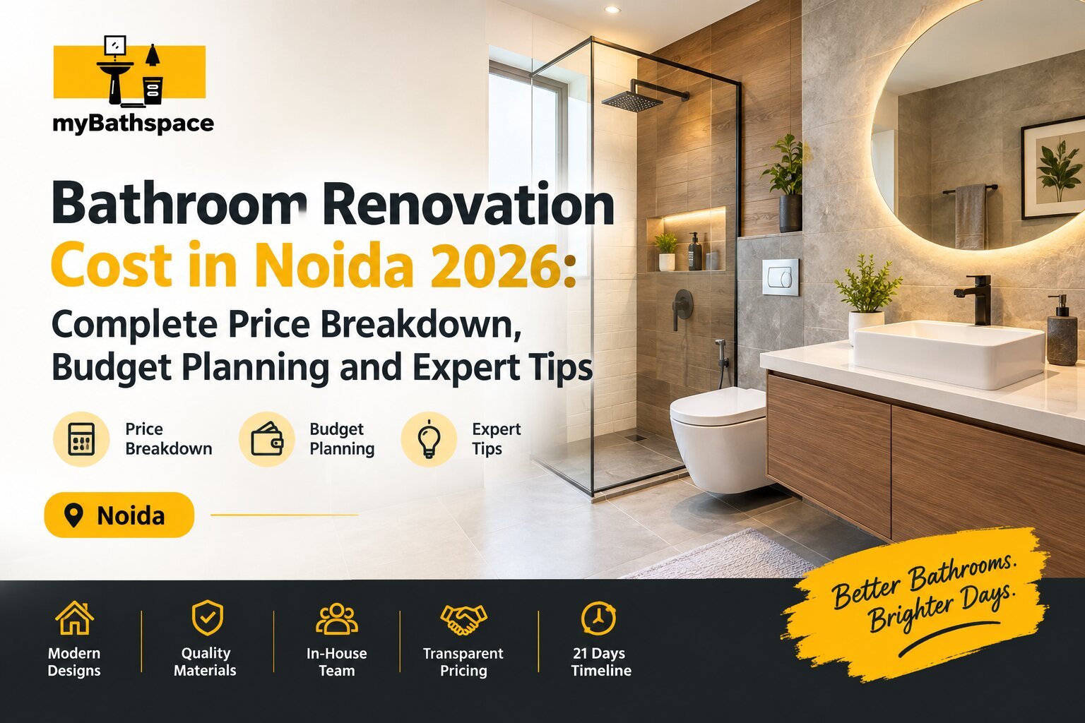 Bathroom Renovation Cost in Noida 2026: Complete Price Breakdown, Budget Planning and Expert Tips